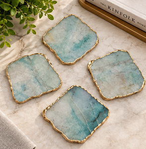 Juego de posavasos de ágata cuadrada de mármol de alta calidad de latón AK de 3 mármol de diseño atractivo para decoración de mesa/utensilios de cocina - Product Image 4