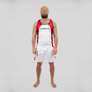 ชุดกีฬาชกมวยสำหรับผู้ใหญ่ สีขาว ดำ แดง ตัดกันอย่างลงตัว คุณภาพสูงสุด ผลิตภัณฑ์พรีเมียม เสื้อกล้ามและกางเกงชกมวย - Product Image 1