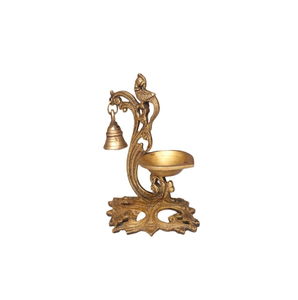Brass Peacock Diya With hanging Bell oil lamps for spiritual radiance For <b>Home</b> <b>Mandir</b> Temple <b>Pooja</b> At Wholesale <b>Cheap</b> Price - Product Image 4