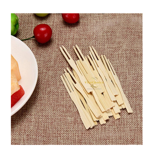 Premium Bamboo Mini <b>Fork</b> Natural Disposable Appetizer <b>Fork</b> for Wholesale Distribution - Product Image 1