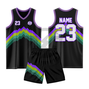 Zersia International Custom Black Basketball Jersey Set Pink Green Blue Zigzag Sublimation Print Adult Unisex Breathable Uniform - Product Image 6