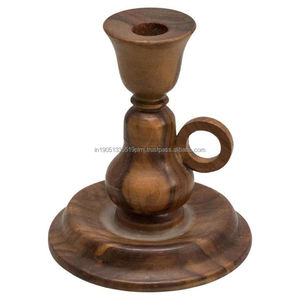Gros fait à la main Acacia manguier bois pilier bougeoirs dessus de table noël usage religieux logo personnalisé lanternes pots chauffe-plat - Product Image 1