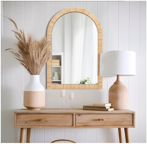 Vietnam Modern Rattan Floral Round <b>Mirror</b> Handmade <b>Wall</b> Decor - Product Image 4
