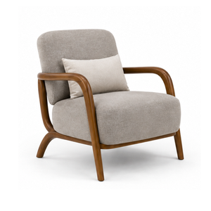 Fauteuil lounge moderne en teck massif, fauteuil d'appoint luxueux rembourré, meubles pour salon, hôtel, villa, appartement - Product Image 2