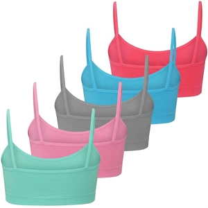 Sujetador deportivo acanalado para mujer con tirantes, cuello redondo, sin costuras, soporte ligero, ropa deportiva para yoga, color liso, transpirable, top de gimnasio - Product Image 3