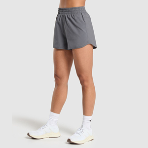 Shorts de yoga et de course décontractés taille haute pour femme, coupe ample, effet délavé, style streetwear, respirants, en Spandex/Nylon, motif uni, effet faux. - Product Image 6