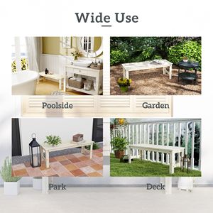Panca da Giardino in Legno a 2 Posti per Patio, Veranda, Parco, Giardino, Bordo Piscina, Design Senza Schienale - Product Image 6