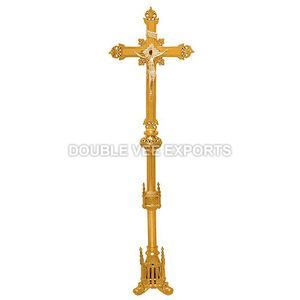 Crucifijo de Latón Estilo Gótico para Altar |   Cruz de Iglesia Alta y Ornamentada – DOUBLE VEE EXPORTS - Product Image 2