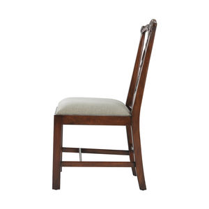 Fauteuil de salle à manger contemporain en bois massif de luxe avec revêtement en laine et pieds à griffes et à boules pour usage en villa ou hôtel - Product Image 3