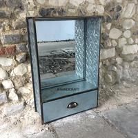 Meuble de salle de bain galvanisé à quantité minimale de commande bas personnalisé avec étagère de rangement en miroir éclairé Décoration de ferme vintage de style antique