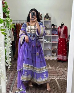<b>Purple</b> Embroidered Abaya Floor Length Long Sleeve Neck Ethnic <b>Dress</b> Women Adults Pakistan Wedding Traditional Muslim Clothing - Product Image 3