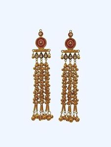 Pendientes Largos Geométricos de Estilo Kashmiri, Ligeros, Chapados en Oro, con Cristales de Estrás, Joyería Tradicional para Mujer - Product Image 2