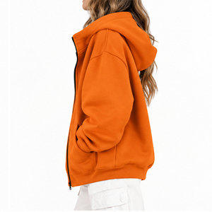 Sudadera con capucha casual para mujer con cremallera completa, cómoda, personalizable, proveedor mayorista de ropa de fábrica, calidad premium - Product Image 6