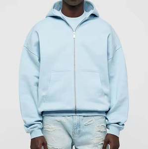 Full <b>Zip</b> Up Hoodie Heavyweight Oversized Dropshoulder 100% Cotton Fleece Full <b>Zip</b> up Hoodie With Custom Printed Embroidered Logo - Product Image 3