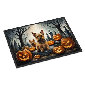 Norwich Terrier effrayant Halloween paillasson antidérapant lavable à poils bas tapis de porte avant intérieur/extérieur 24H X 36W - Product Image 1
