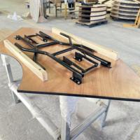 Tables de salle à manger pliables en forme de S en contreplaqué, personnalisées, vente en gros d'usine, style ferme, hôpital, extérieur, mariage, banquet