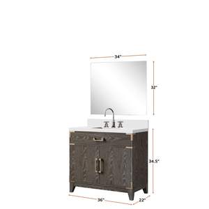 Vanità da bagno singolo In rovere marrone 36 In. W X 22 In. D controsoffitto In marmo coltivato 34 In. Specchio e rubinetto Set 36 In. W X 22 In. D - Product Image 6