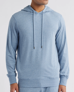 Sudadera con Capucha Larga para Hombre, Color Azul Claro, 100% Algodón, Felpa, Impresión Digital, Estilo Casual, para Invierno - Product Image 3
