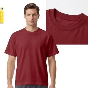 เสื้อยืดคอกลมแขนสั้นสีแดงล้วนสำหรับผู้ชาย SAMAVIA ผ้าเจอร์ซีย์คอตตอน 100% ทรงปกติ สไตล์ลำลอง จากผู้ผลิต - Product Image 4