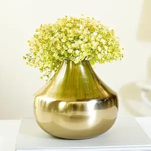 Vase à fleurs décoratif moderne pour centre de table, finition cuivre martelé artisanal, aluminium, décoration de mariage et de maison - Product Image 3