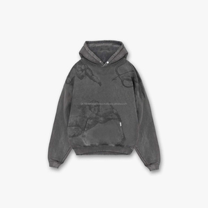 เสื้อฮู้ดผ้าฝ้ายโพลีเอสเตอร์แบบสวมหัวสำหรับผู้ชายเสื้อกันหนาวแบบสวมหัวสี100% แนววินเทจสีเทา - Product Image 5