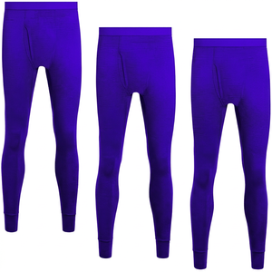 Men's Compression Leggings Full Length Solid Black <b>Spandex</b> Cotton Elastic Waist Baselayer <b>Pants</b> - Product Image 2