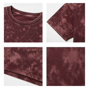 Custom Vintage Acid Wash <b>Maroon</b> T-Shirt| Heavyweight Mineral Wash Men Oversized Streetwear Tee| Drop Shoulder Cotton Plain <b>Top</b> - Product Image 6