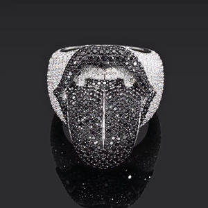 Men's Rhodium Plated 925 Silver <b>Cocktail</b> <b>Ring</b> With Black Diamond Pave Insect Design Hiphop Style - Product Image 1