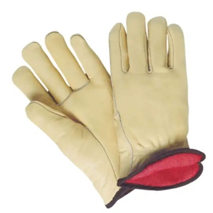 Cowhide Grain Leather <b>Driver</b> <b>Gloves</b> Reflective Safety Industrial <b>Gloves</b> Thick Fleece Heat Cold Resistance - Product Image 1