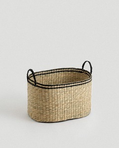 Juego de 2 cestas ovaladas de seagrass negras Kori, cestas de almacenamiento hechas a mano, venta al por mayor, ecológicas, hechas en Vietnam. - Product Image 2