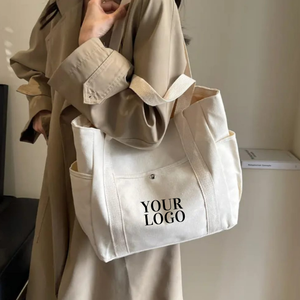 Cotton Canvas <b>Tote</b> <b>Bag</b> with Zipper Closure with Custom Logo & Size suitable for Shopping & Travel - Product Image 1