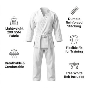 Uniforme de Karate Personalizado Ligero de 200 GSM, Traje de Entrenamiento de Artes Marciales, Uniforme de Karate de Algodón para Adultos y Niños - Product Image 3