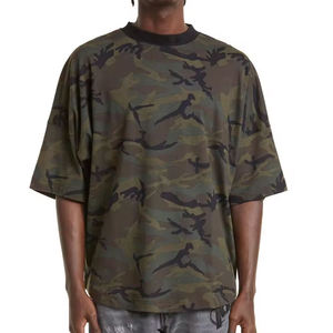 Camiseta Extra Grande para Hombre, Venta al Por Mayor, 220g, Unisex, Estilo Urbano, Hip Hop, Vintage, Lisa, Informal, Verano, 100% Algodón - Product Image 1