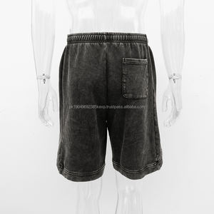 Wholesale Vintage Acid Washed <b>Black</b> Cotton <b>Shorts</b> for <b>Men</b> Custom Quality Distressed Design with Pockets - Product Image 3