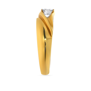 Desert Moon <b>Men</b> Solitaire <b>Ring</b> Luxury Round Brilliant Cut Solitaire Diamond <b>Ring</b> in 18K Yellow Gold Modern Sculpted Wide <b>Ring</b> - Product Image 4