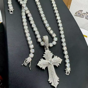 Unisex 925 Sterling Silver Moissanite Cuban Chain <b>Necklace</b> <b>Statement</b> Hip Hop Link Chain Brilliant Cut Micro Insert for Certified - Product Image 1