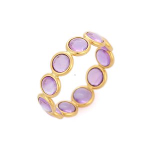 18K Gold Amethyst Eternity Band-<b>Resizable</b> Wedding <b>Ring</b> with Prong Setting - Product Image 4