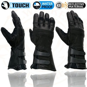 Gants d'hiver en cuir véritable noir de qualité supérieure pour hommes, gants thermiques isolés pour temps froid avec doublure intérieure douce, coupe-vent - Product Image 4