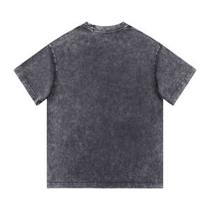 T-shirt pour homme en coton 100% de qualité supérieure, 300 g/m², effet délavé, col ras du cou, coupe ample, épaules tombantes, style vintage - Product Image 2