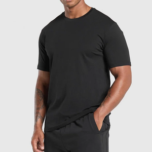 T-shirt à manches courtes pour homme, col rond, coupe classique, style jersey, 100% coton, respirant, couleur unie, imprimé, 220g - Product Image 3