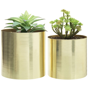 Brass Planter Pot Factory Supply Modern <b>Gold</b> Plated Metal Flower Pot with <b>Circular</b> Pattern for Indoor Desktop Use - Product Image 6