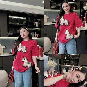 Camiseta Linda con Cuello Redondo para Mujer, Tela de Algodón Suave y Transpirable, Lavable, Estilo Casual, Combinable Perfectamente con Jeans, Faldas y Shorts - Product Image 6