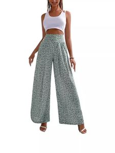 Women’s Loose Floral Print <b>Trousers</b> - Lightweight <b>Drawstring</b> Elastic Waist Casual Straight Leg Pants for Summer - Product Image 5