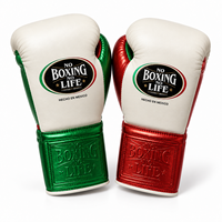 Özel Tasarım MMA ONEMAX Nefes Alabilen No Boxing No Life Sığır Derisi Bağcıklı Antrenman Boks Eldivenleri Kırmızı Beyaz Yeşil