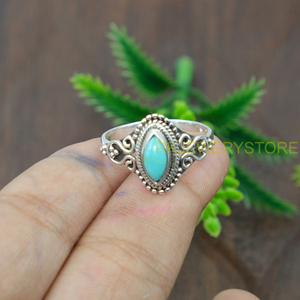 Pure 925 Sterling Silver Arizona <b>Turquoise</b> <b>Ring</b> for Women Natural Kingman Arizona <b>Turquoise</b> Handmade Vintage Boho Jewelry for - Product Image 5