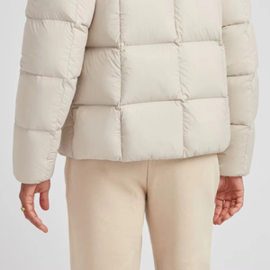 Chaqueta de Plumón Beige para Hombre, Cuello Alto, Cierre de Cremallera, Resistente al Viento, Informal, para Invierno, Color Sólido, Corte Regular - Product Image 3