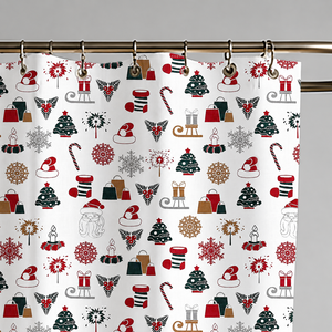 Large Size Christmas Cushion Cover Lightweight & Washable Shower <b>Curtains</b> with Best Design and <b>Rings</b> in India - Product Image 3