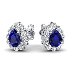 ต่างหูเพชรทรงหยดน้ำ REYES ทำมือ ทอง 14K ได้รับการรับรองจาก IGI น้ำหนัก 1.03 กะรัต ประดับพลอยไพลินสีน้ำเงินทรงรัศมี - Product Image 5