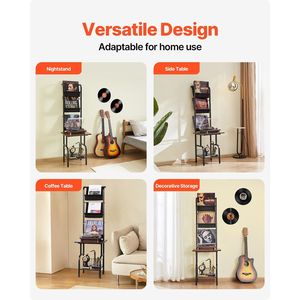 แท่นวางเครื่องเล่นแผ่นเสียงไวนิล 5 ชั้น พร้อมแท่นชาร์จ พอร์ต USB ที่วางแผ่นเสียง และแท่นโชว์ - Product Image 6