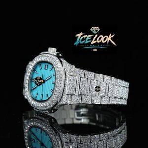 นาฬิกาข้อมือผู้ชาย ICELOOK รุ่นหรูหรา ตัวเรือนสแตนเลสสตีล ขนาด 30 มม. หน้าปัดทรงสี่เหลี่ยม แสดงเวลาแบบอนาล็อก ควอตซ์ ประดับเพชร หน้าปัดสีน้ำเงิน รุ่นลิมิเต็ดอิดิชั่น เรืองแสง พร้อมแสดงวันที่ - Product Image 2